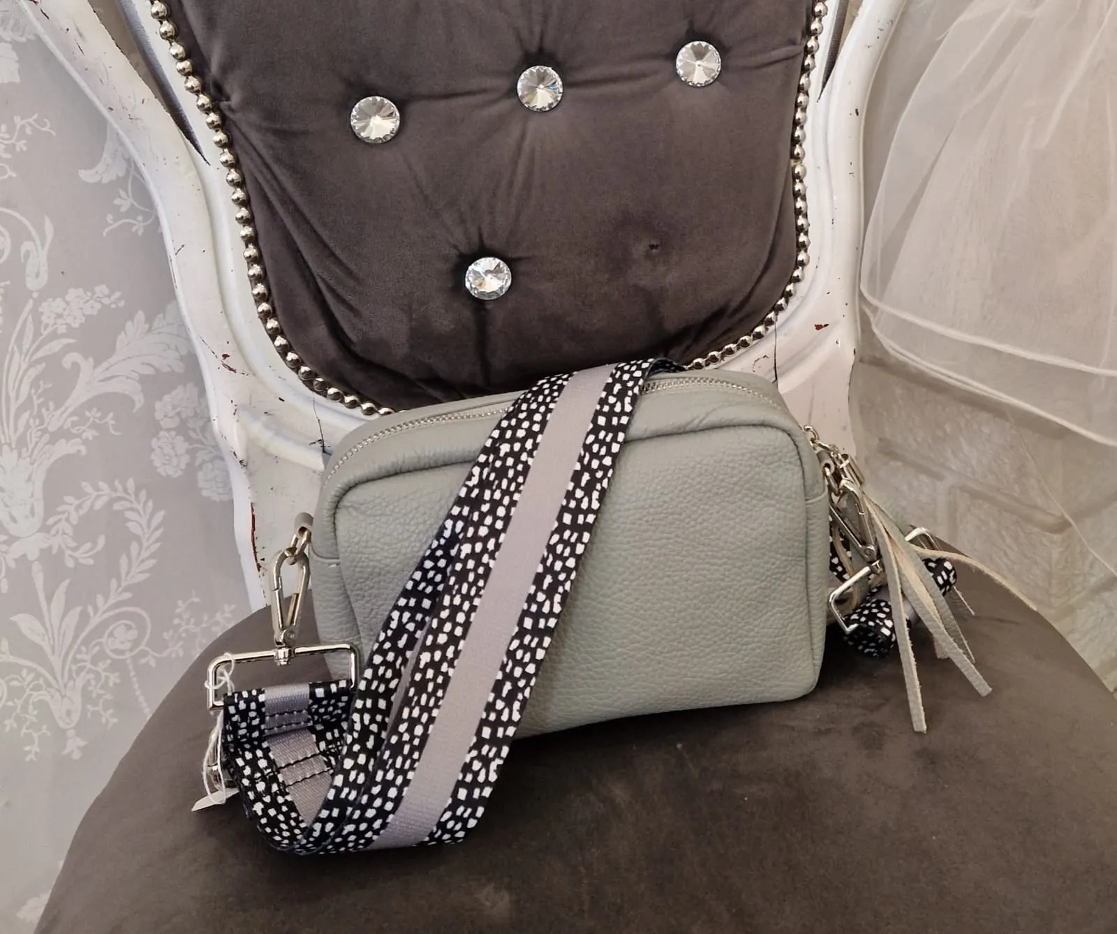 100% real leather tassel bag with separate matching strap