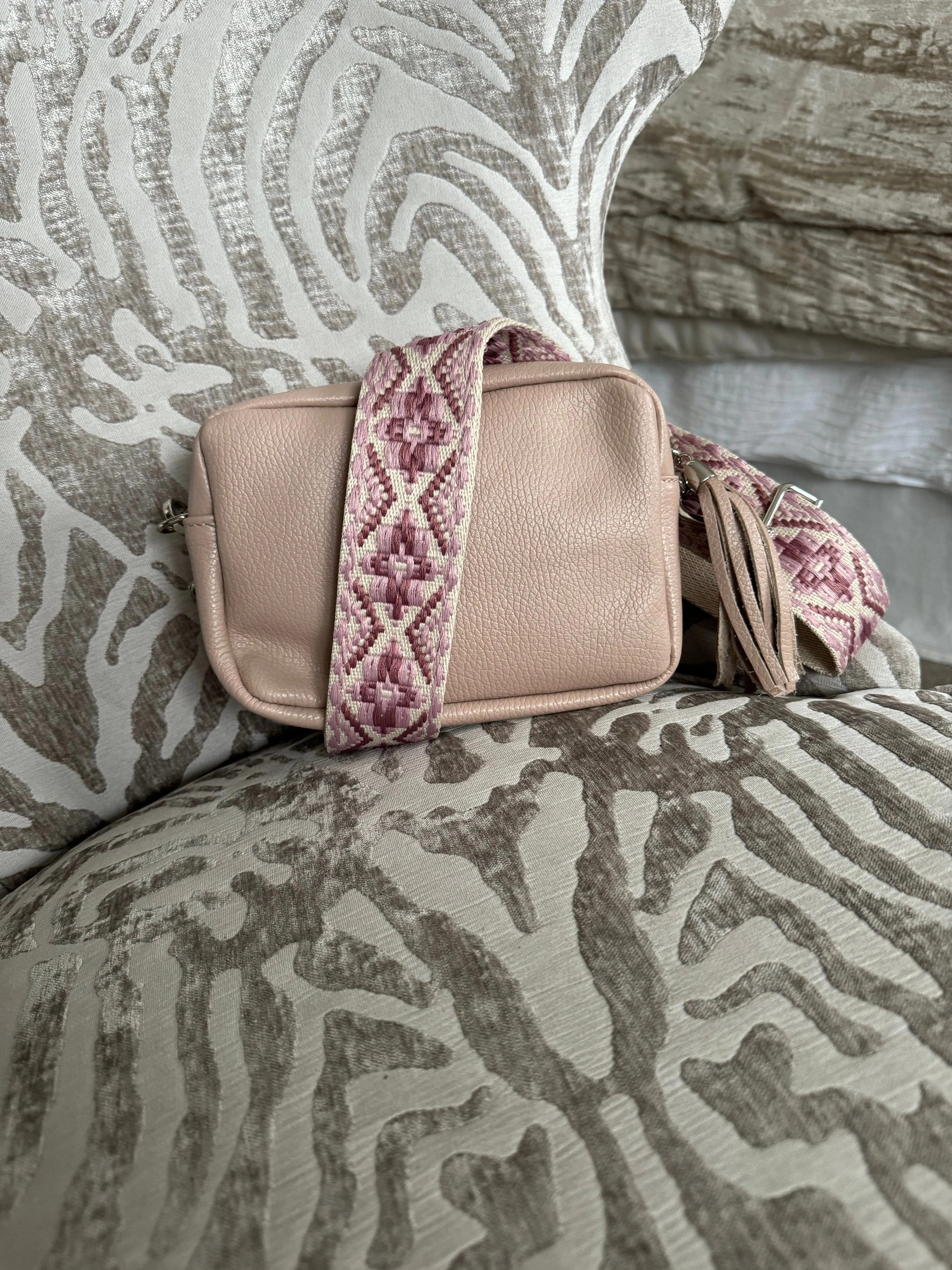 100% real leather tassel bag with separate matching strap