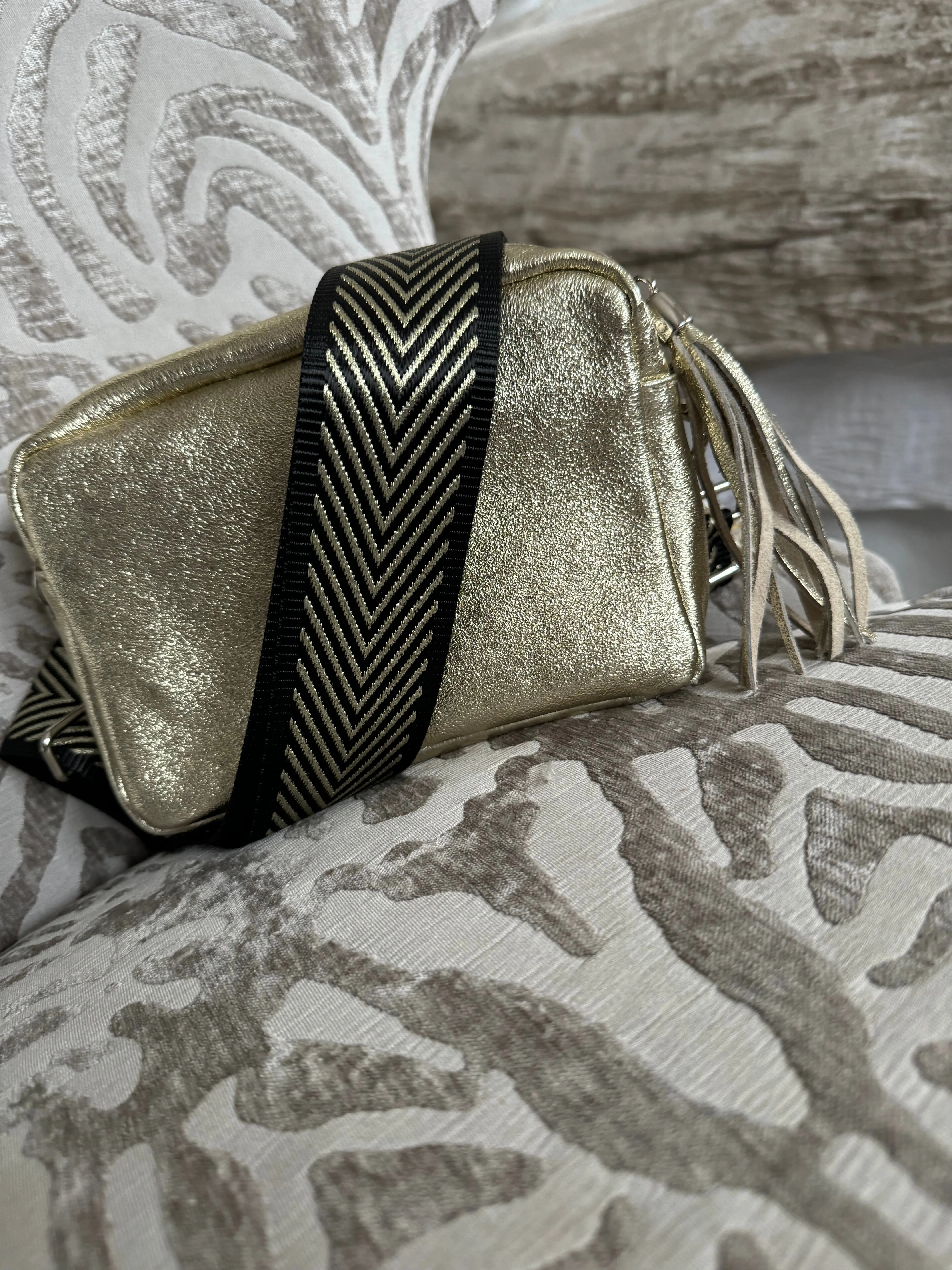 100% real leather tassel bag with separate matching strap