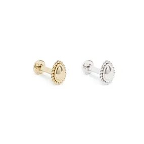 14K Gold Beaded Teardrop Stud