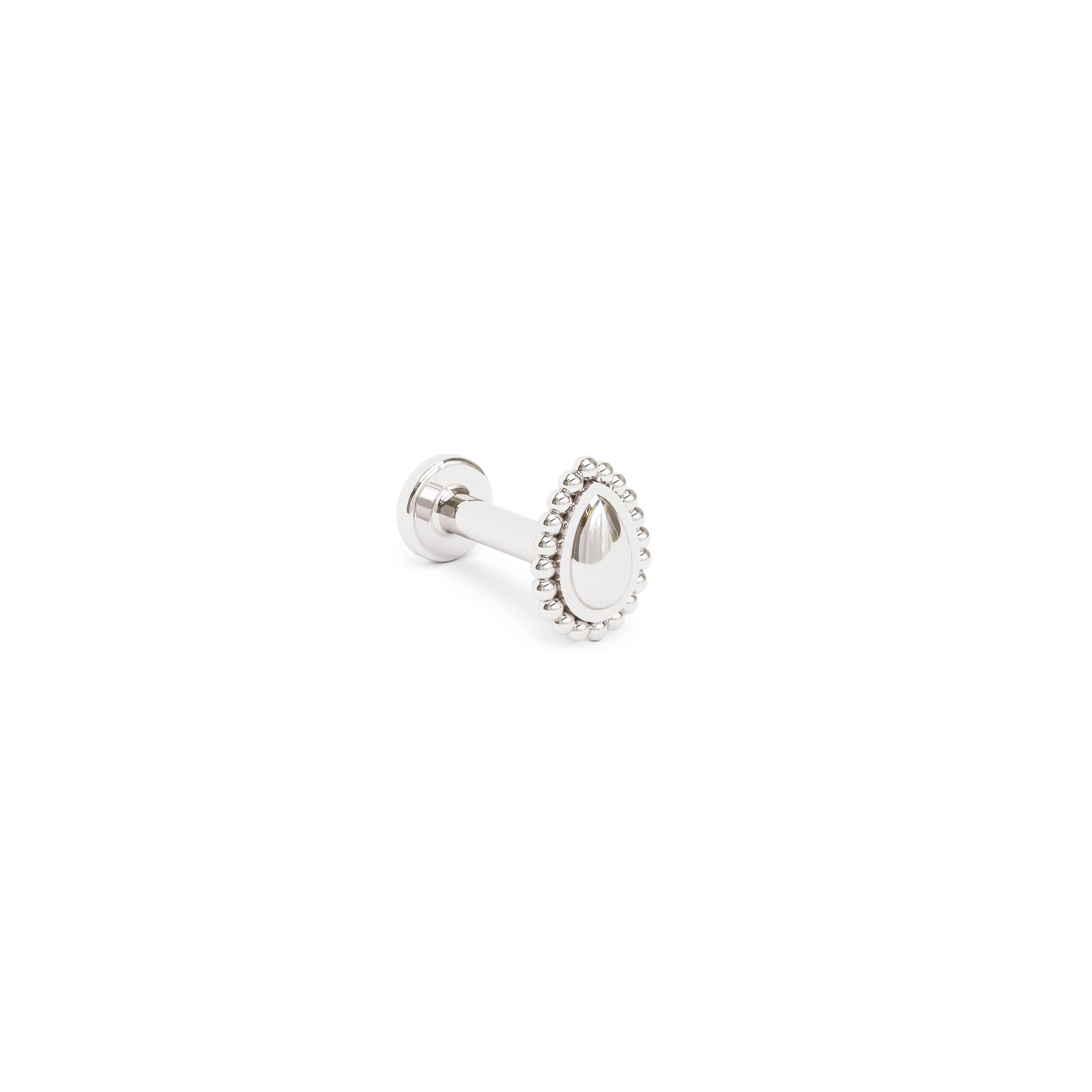 14K Gold Beaded Teardrop Stud