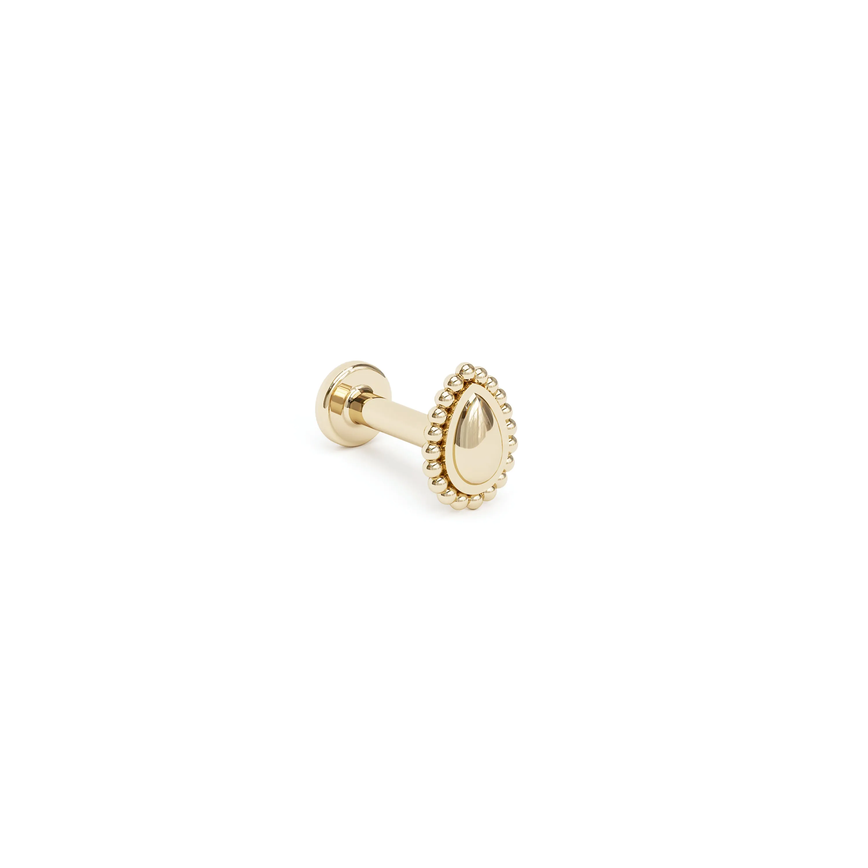 14K Gold Beaded Teardrop Stud