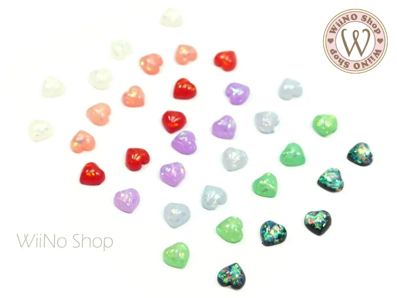 6mm Sparkle Heart Flatback Nail Art Cabochon - 10 pcs