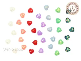 6mm Sparkle Heart Flatback Nail Art Cabochon - 10 pcs