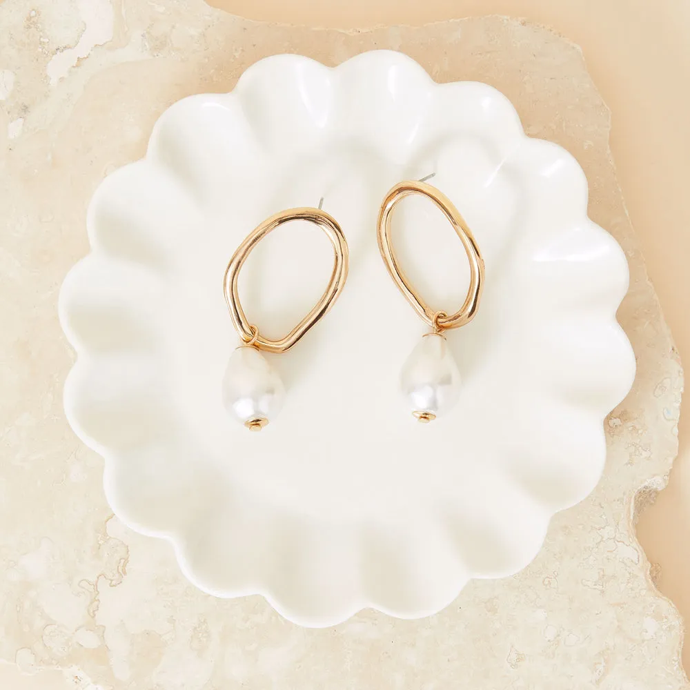 Accessorize London Women's Oversized Circle Pearl Drop Earring