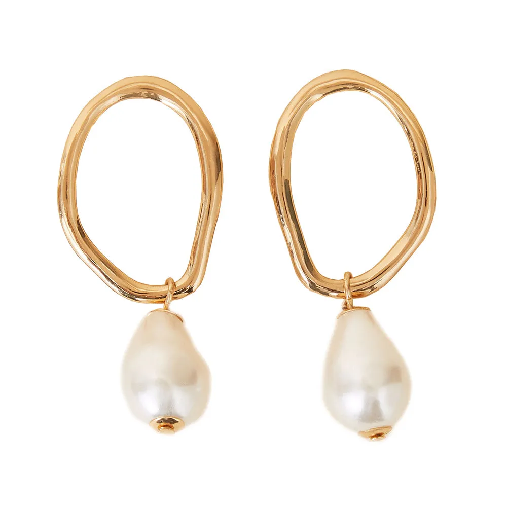 Accessorize London Women's Oversized Circle Pearl Drop Earring