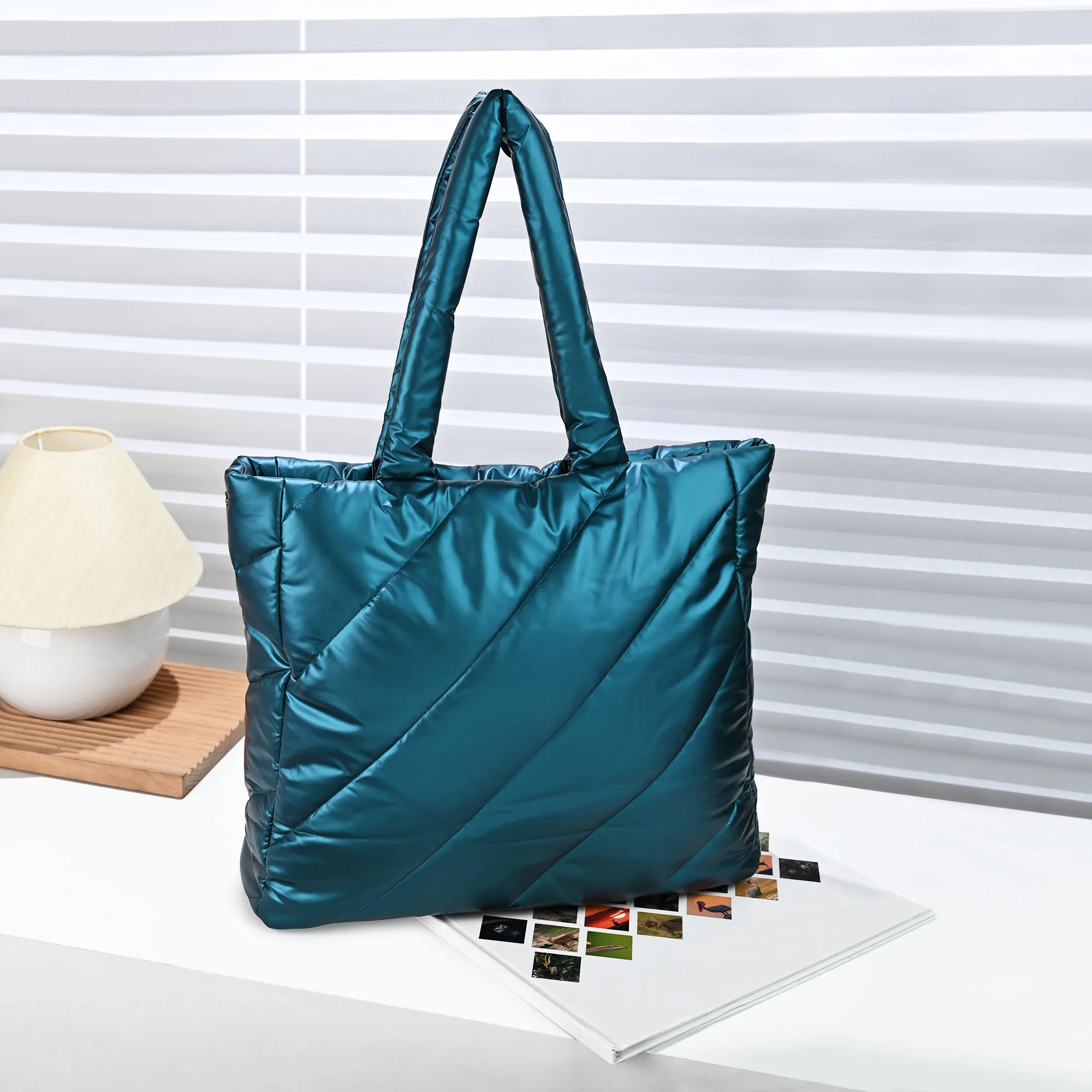 Accessorize London Women's Teal Metallic Tote Bag