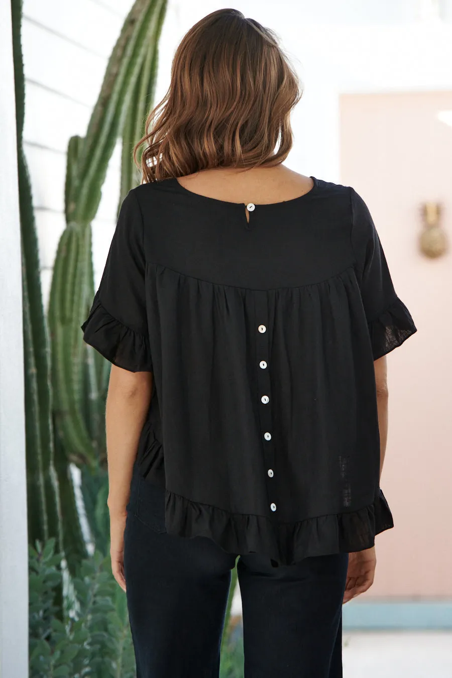 Aries Black Linen Tee