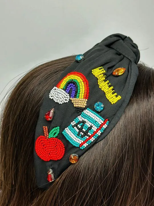 Back to School Beaded Embellished Headband