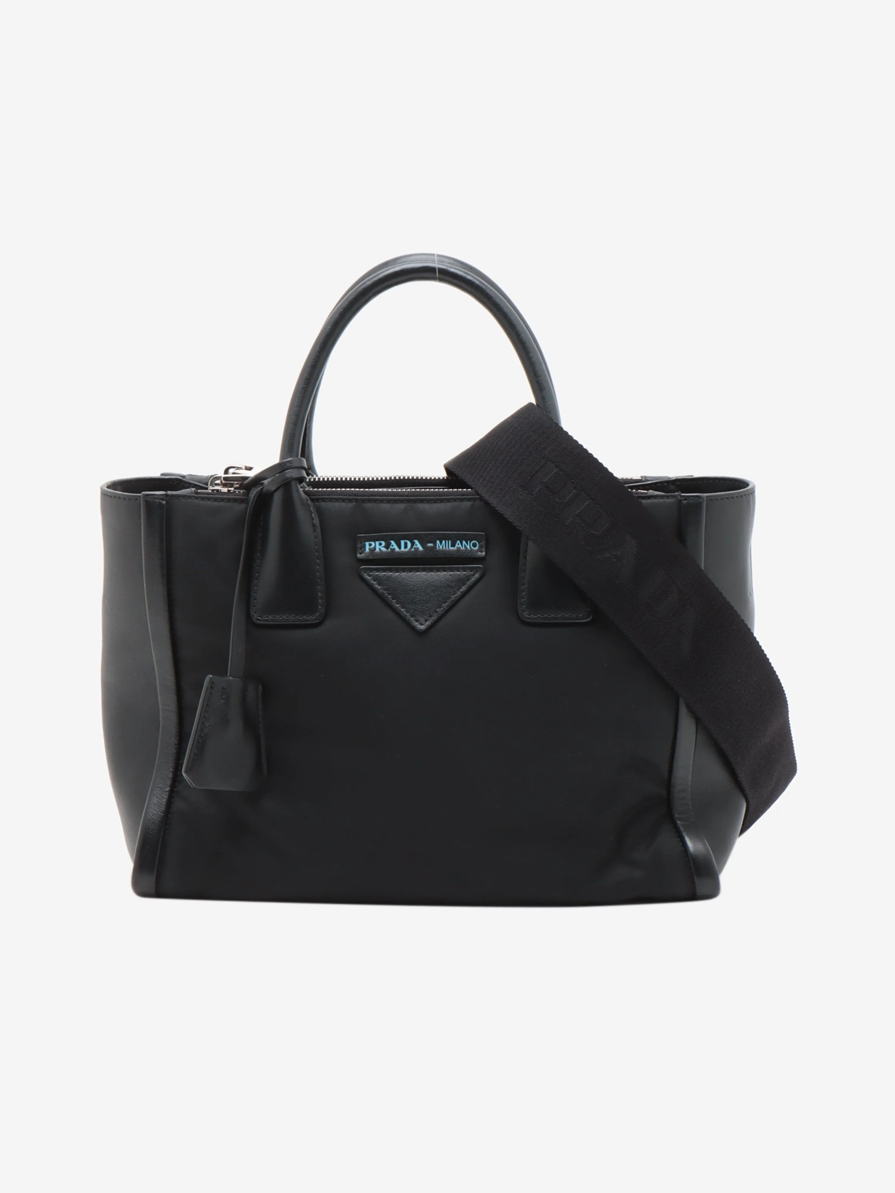 Black nylon and leather 2way bag