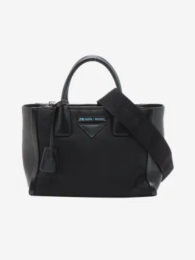 Black nylon and leather 2way bag