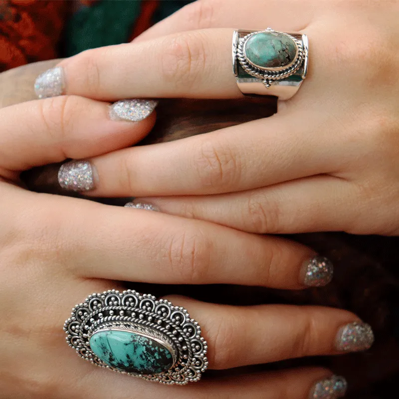 Boheme Turquoise Saddle Silver Ring