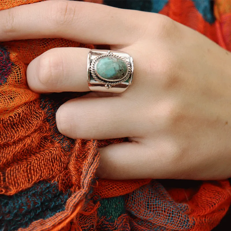 Boheme Turquoise Saddle Silver Ring