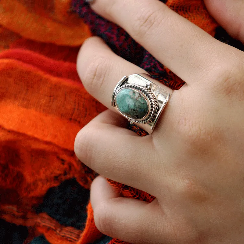 Boheme Turquoise Saddle Silver Ring