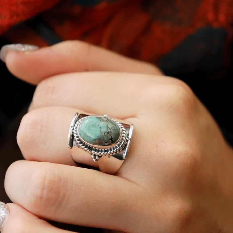 Boheme Turquoise Saddle Silver Ring