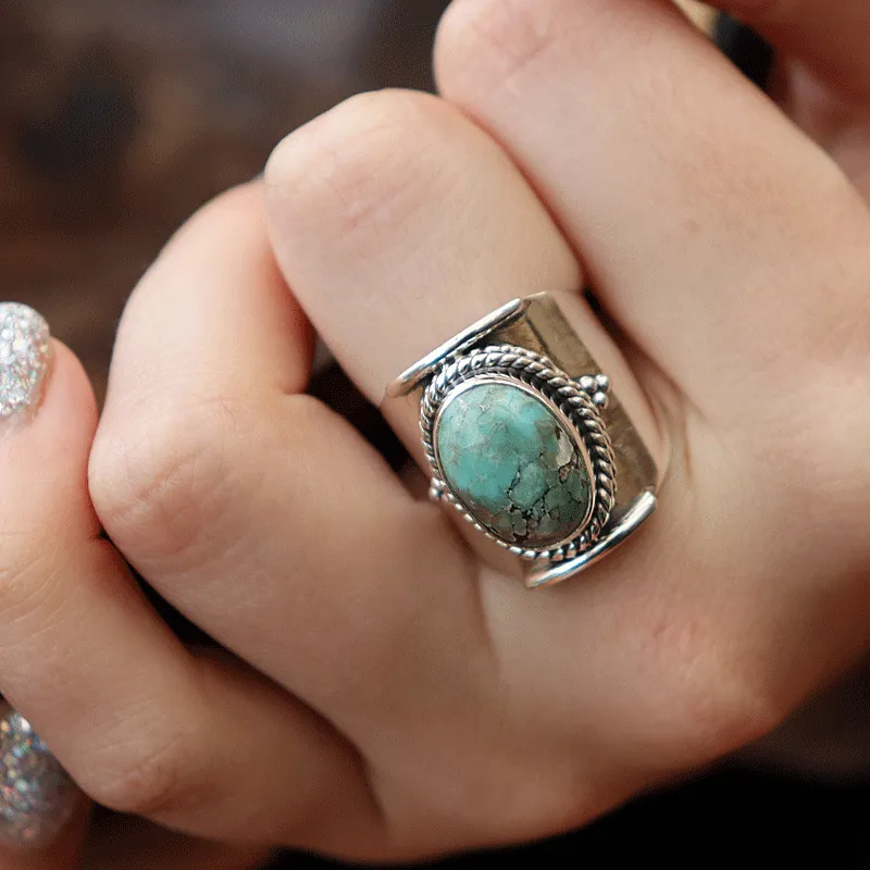 Boheme Turquoise Saddle Silver Ring