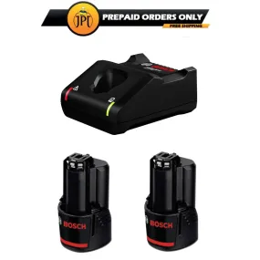 Bosch GBA Two 12-volt 2000mAh   GAL 12V-40 Professional Cordless Battery & Charger Starter Set