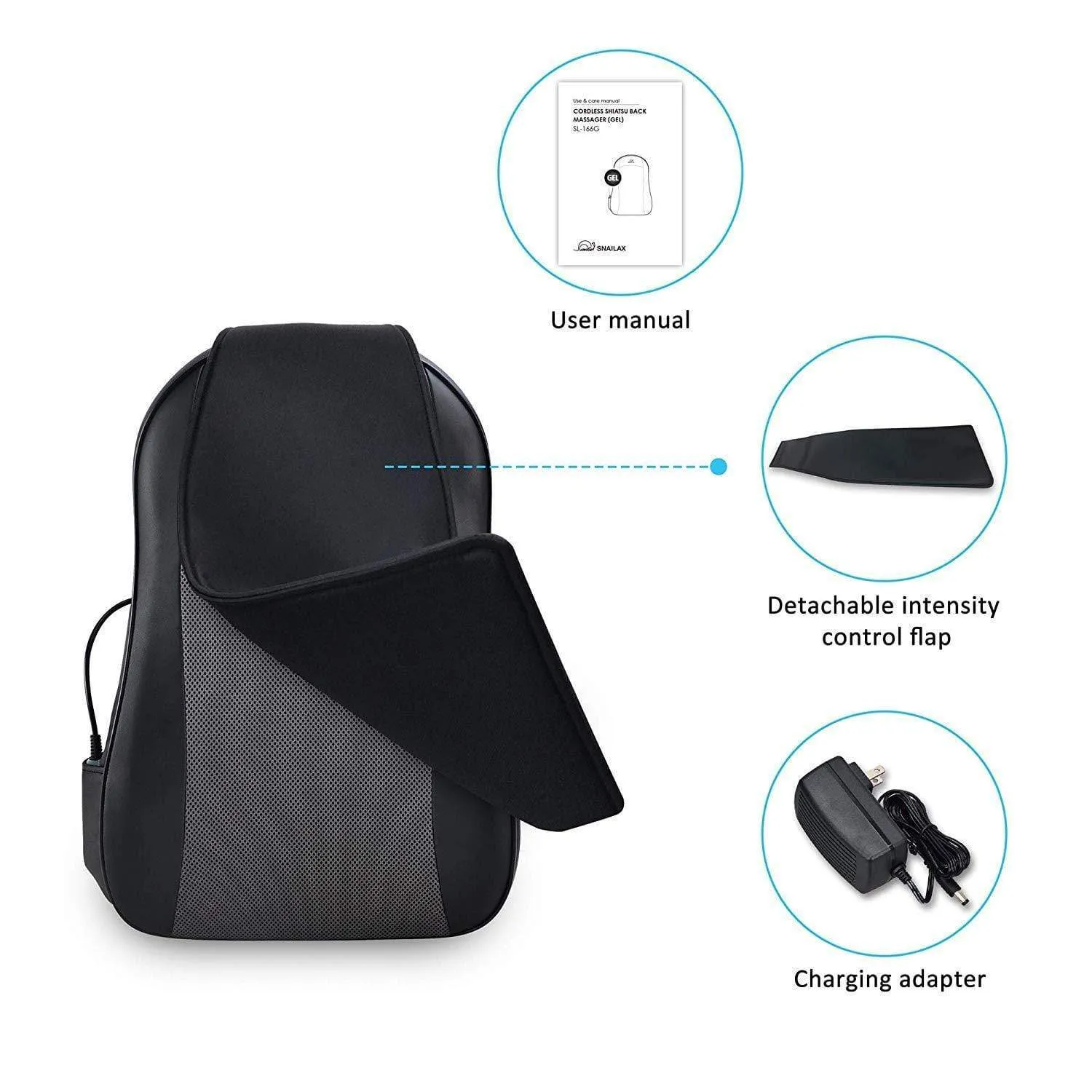 Certified Refurbished - Cordless Shiatsu Back Massager with Heat Portable Kneading Massage Cushion Massage Chair Pad -166-USED