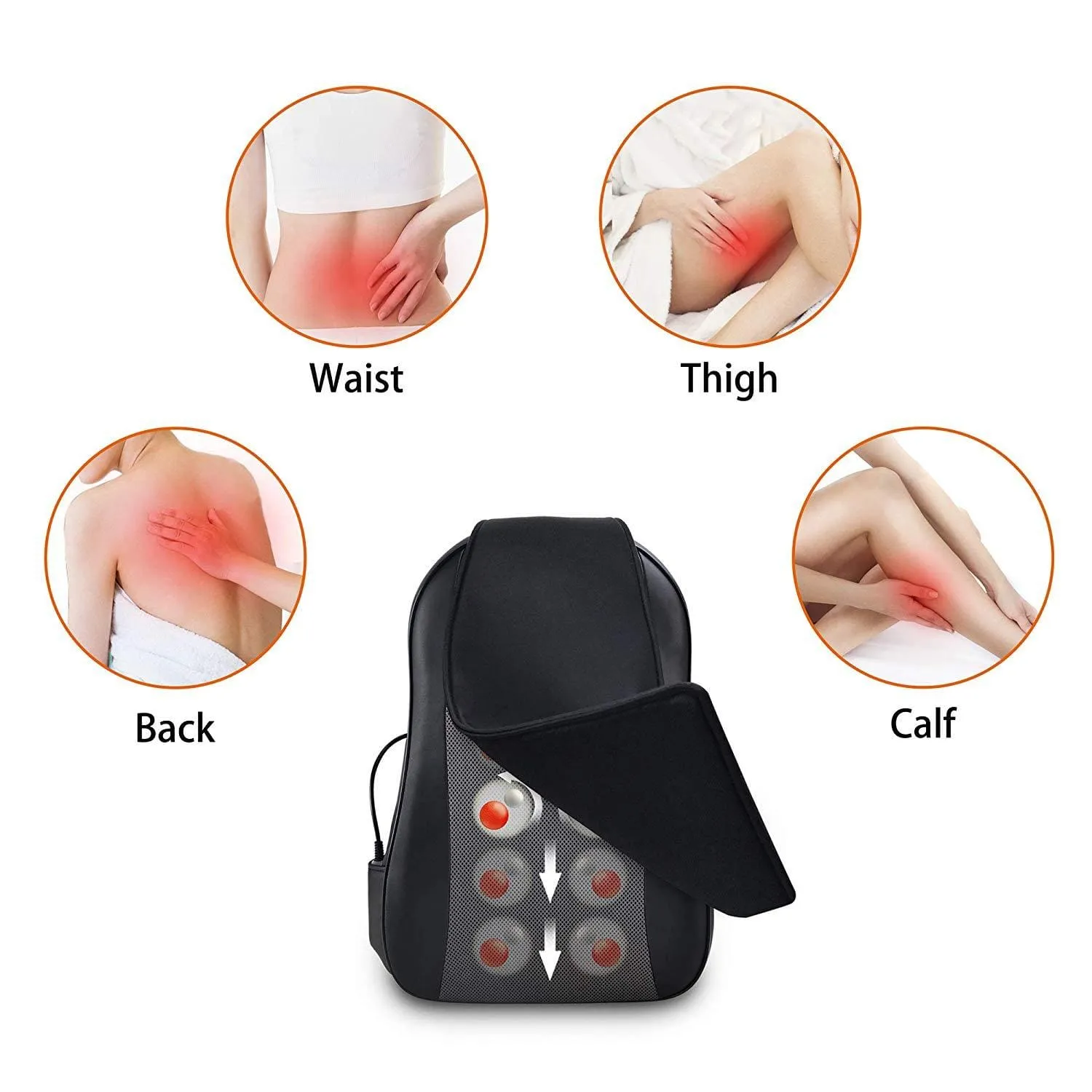 Certified Refurbished - Cordless Shiatsu Back Massager with Heat Portable Kneading Massage Cushion Massage Chair Pad -166-USED