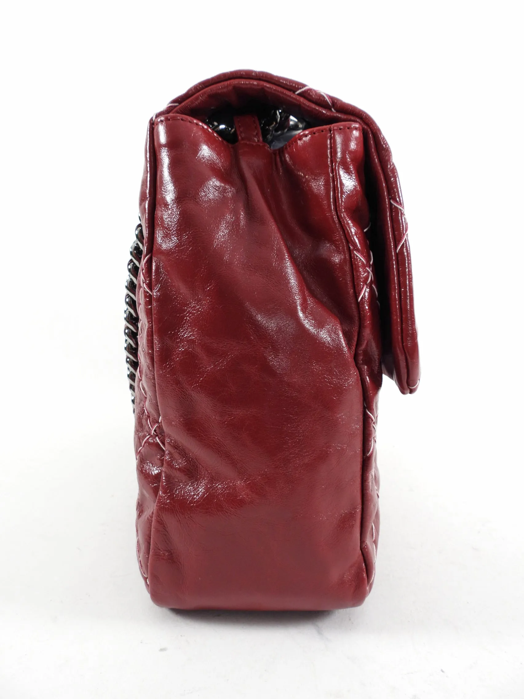 Chanel Dark Red Maxi Stitch Flap Bag