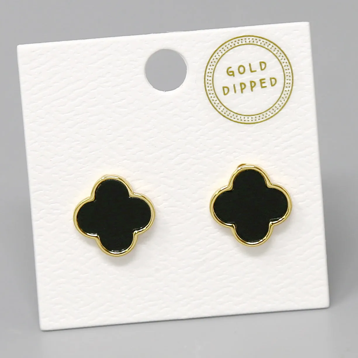 Clover Gold Dipped Shell Stud Earrings
