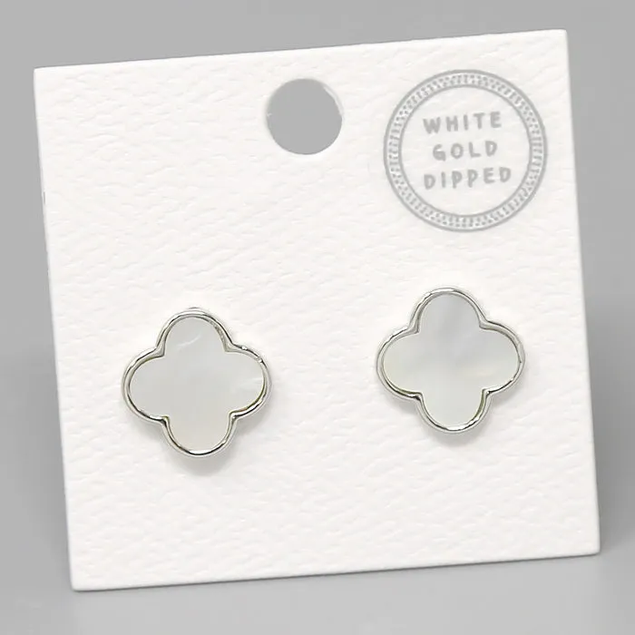 Clover Gold Dipped Shell Stud Earrings
