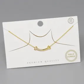 Curved T Bar Pendant Gold Dipped Necklace