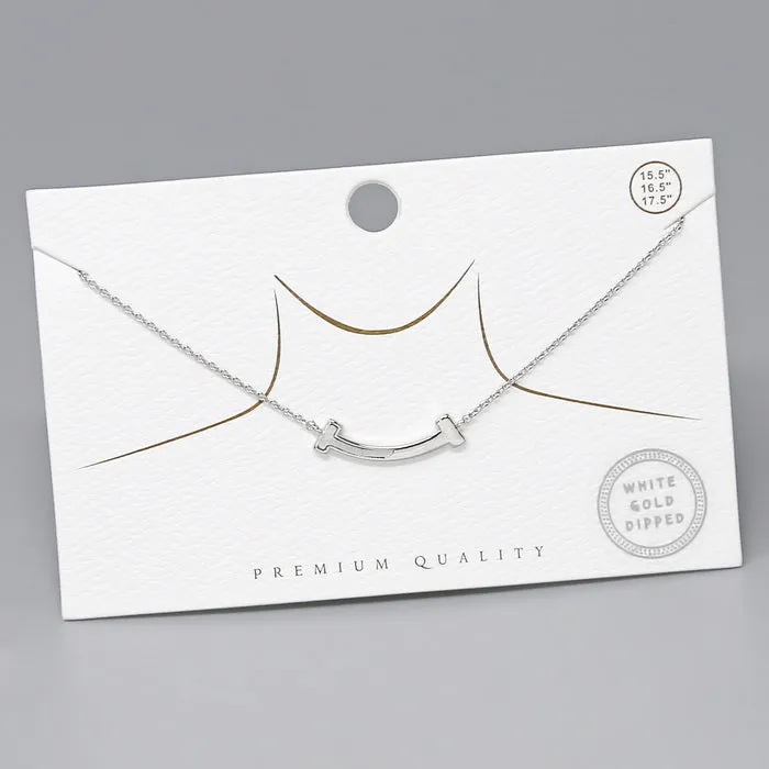 Curved T Bar Pendant Gold Dipped Necklace