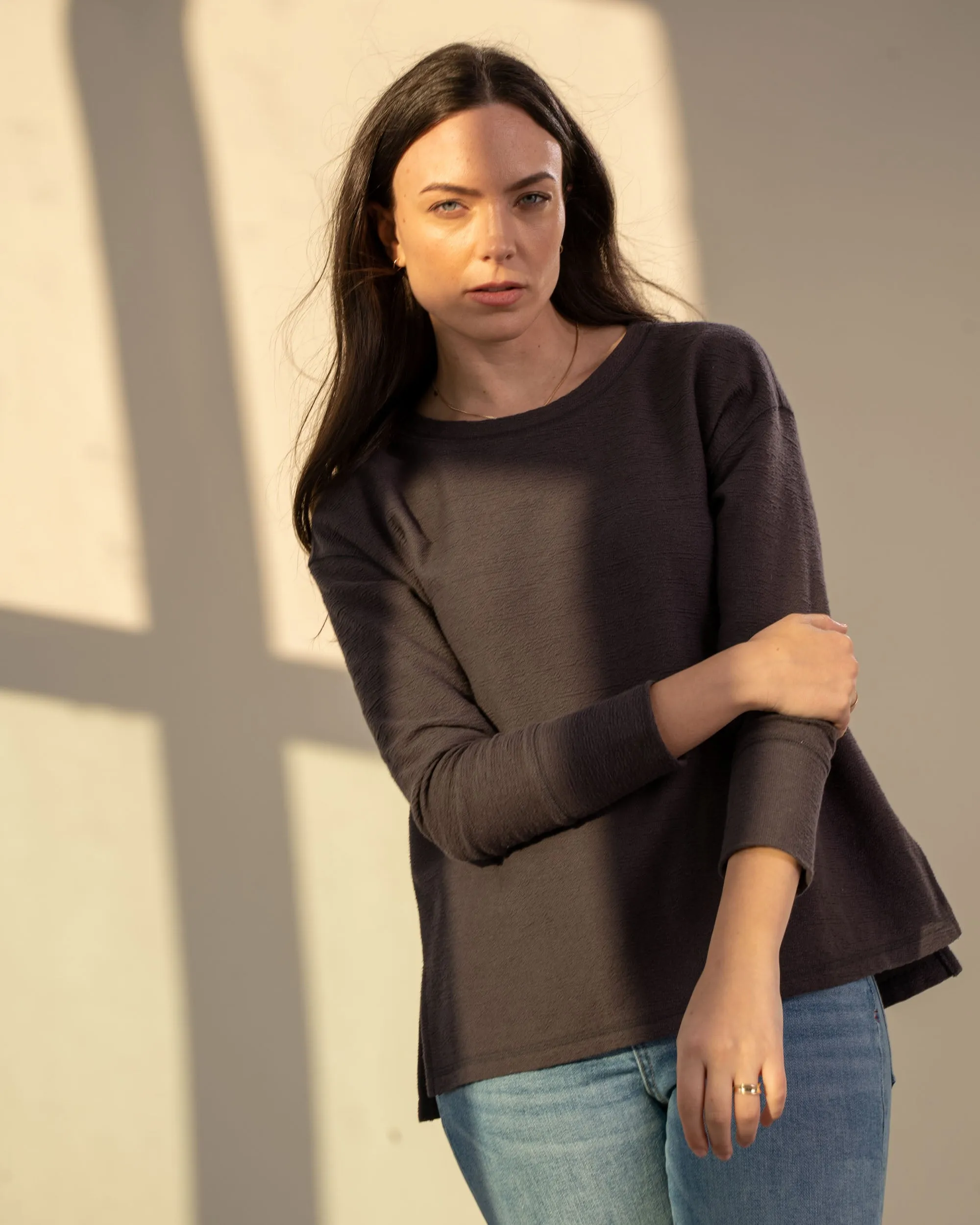 EcoKnit Textured Long-Sleeve Tee