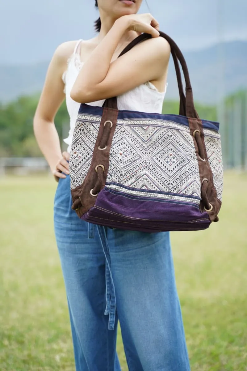 Ethnic Hobo Boho old Embroidered Thai Hmong Shoulder School Bag Shopper Bag Travel Bag