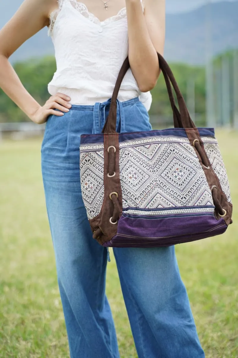 Ethnic Hobo Boho old Embroidered Thai Hmong Shoulder School Bag Shopper Bag Travel Bag