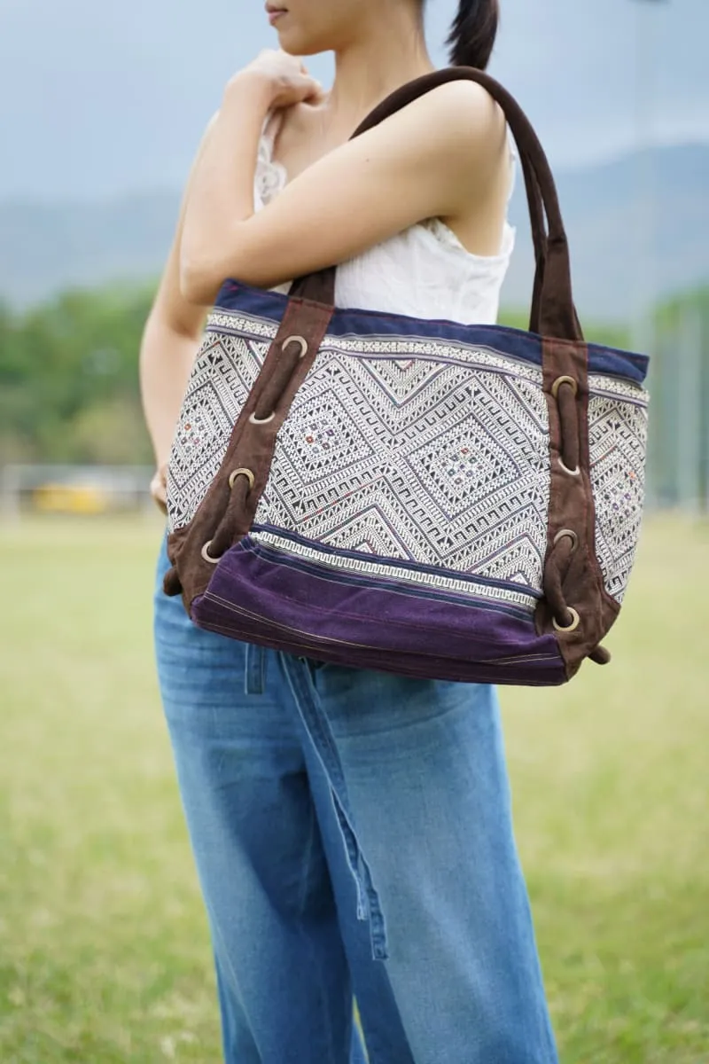 Ethnic Hobo Boho old Embroidered Thai Hmong Shoulder School Bag Shopper Bag Travel Bag