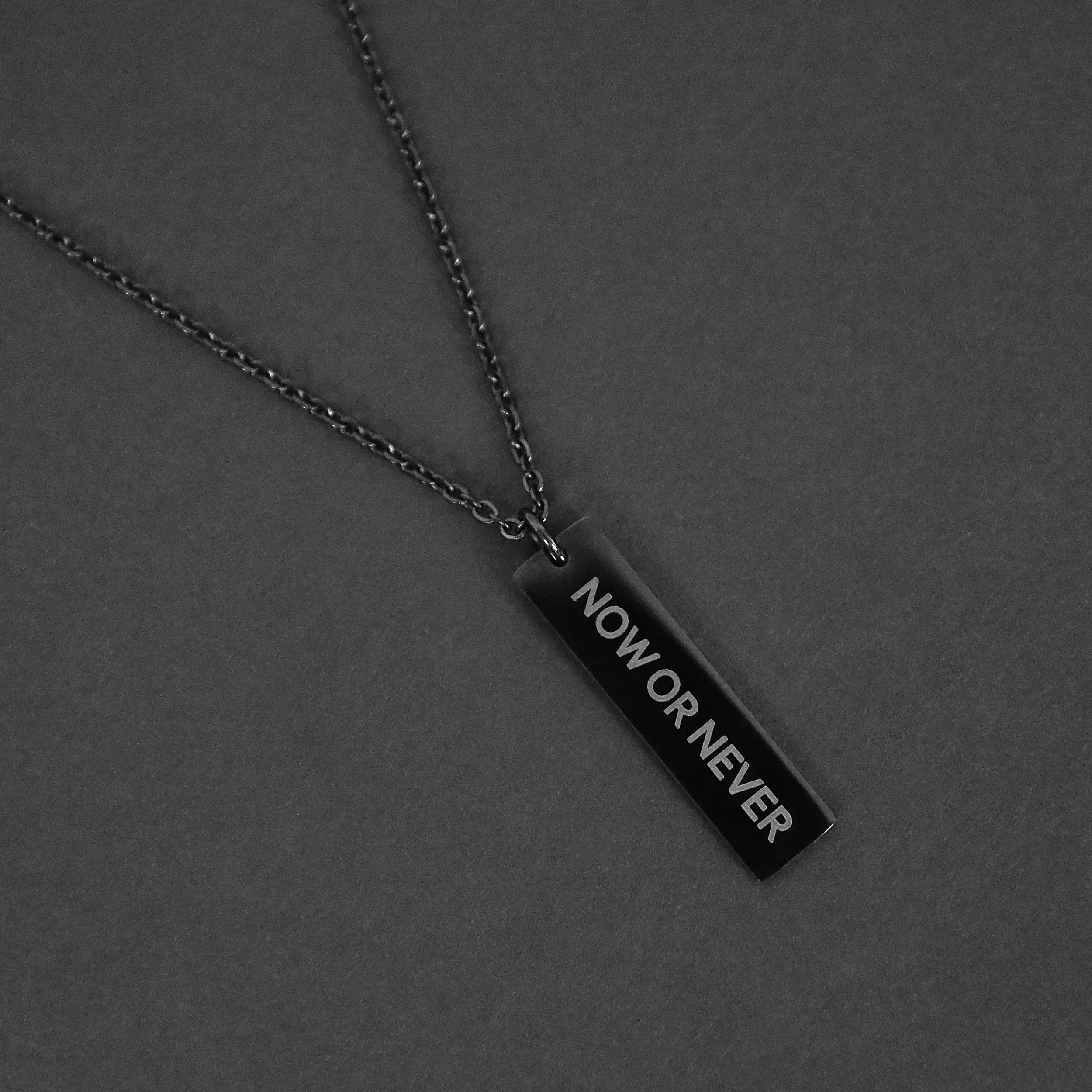 Flat Bar Necklace - Black