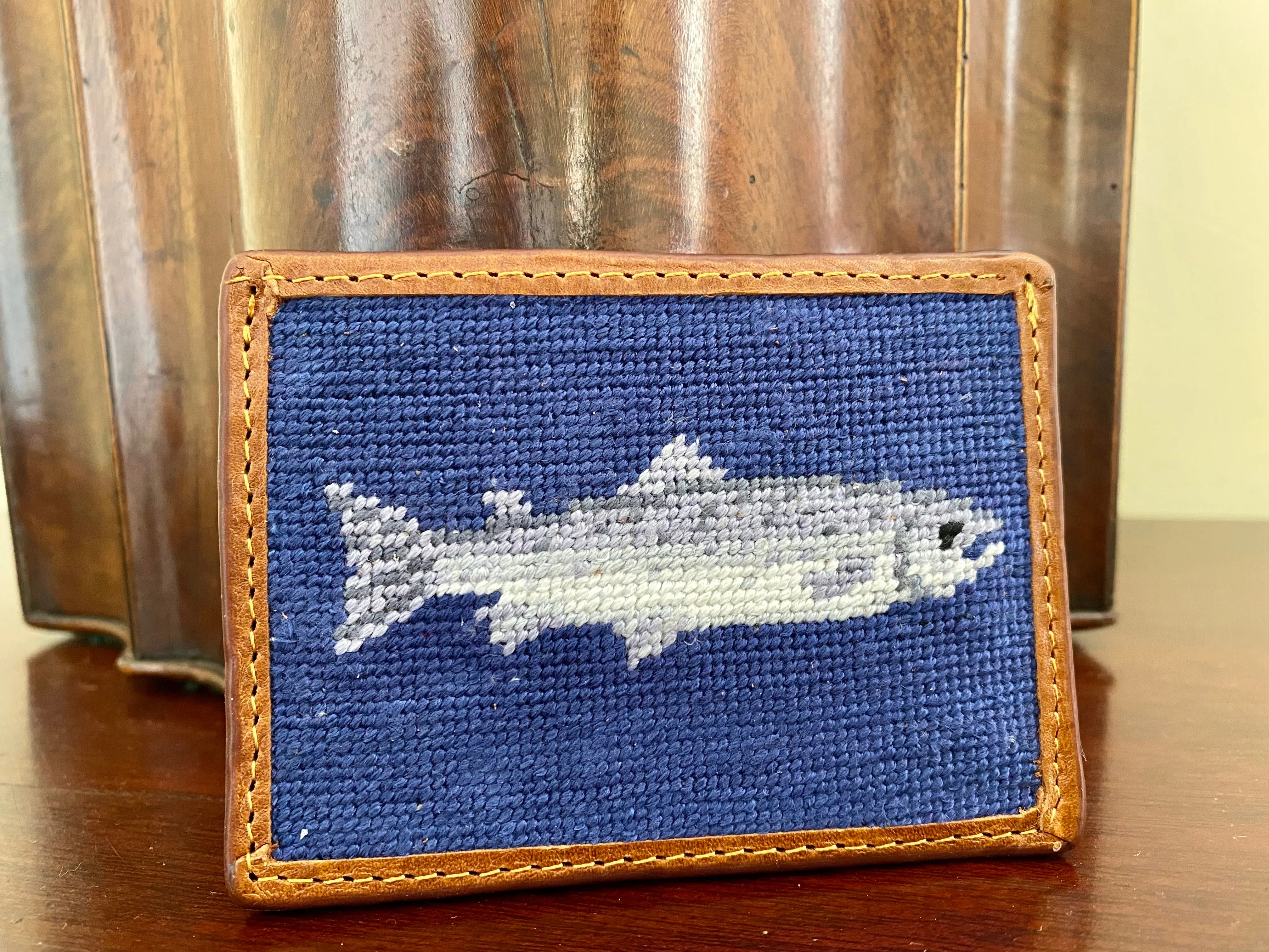 Glaze & Gordon Salmon Needlepoint Card Wallet - 15% of sales go to the Atlantic Salmon Trust