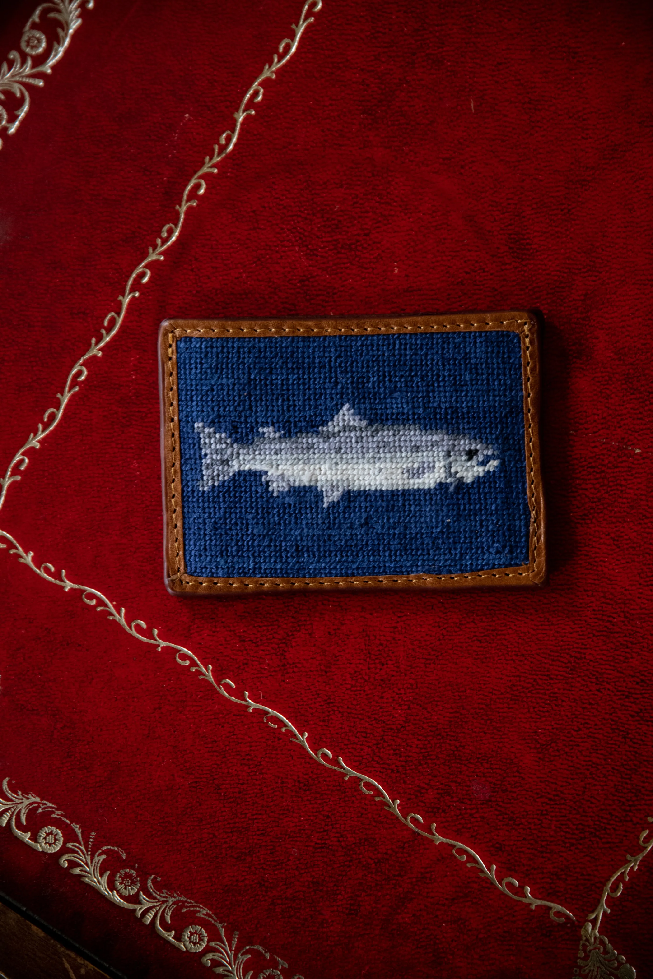 Glaze & Gordon Salmon Needlepoint Card Wallet - 15% of sales go to the Atlantic Salmon Trust