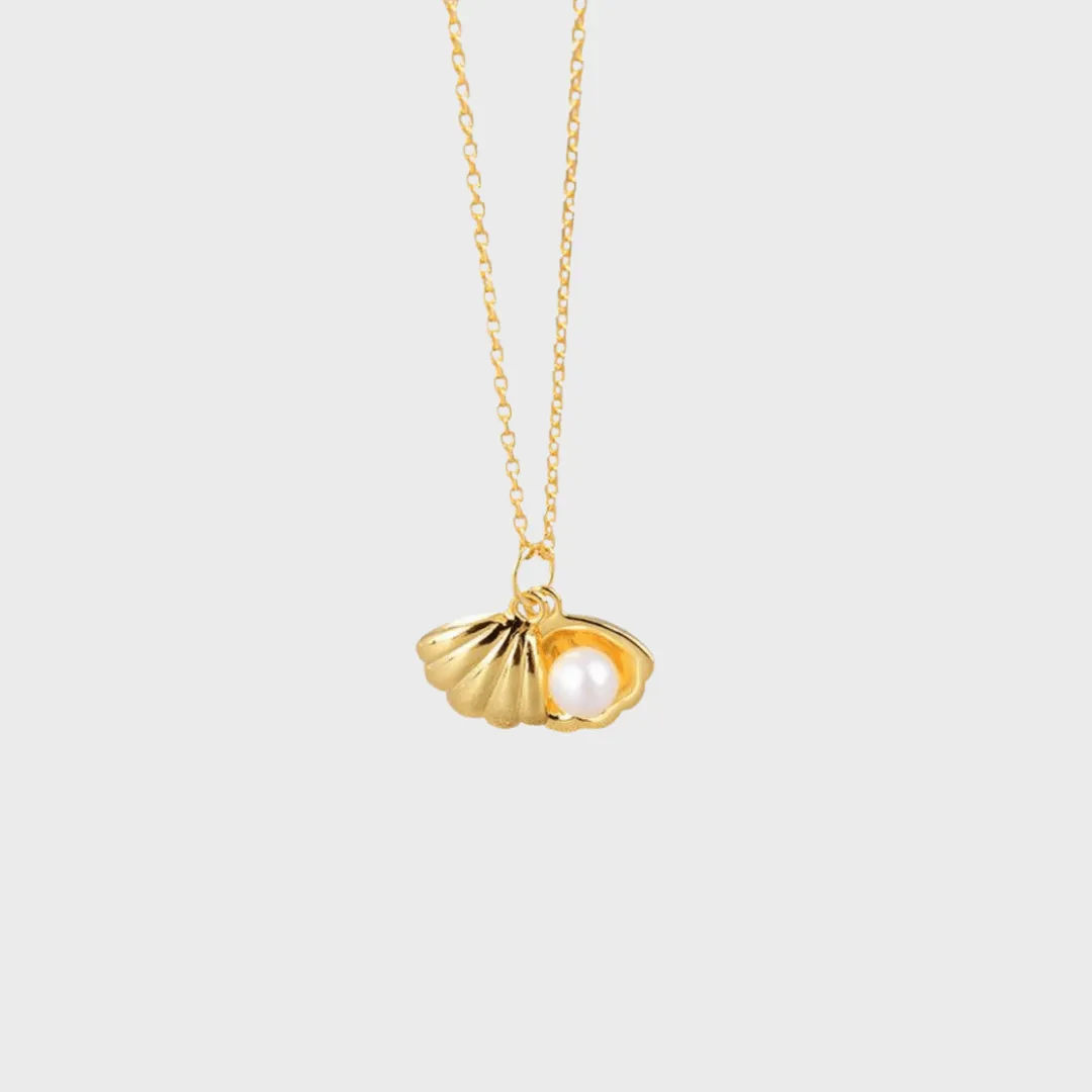 Gold Shell Pearl Necklace