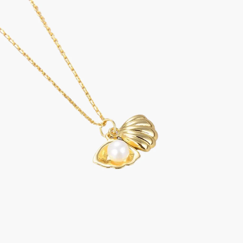 Gold Shell Pearl Necklace