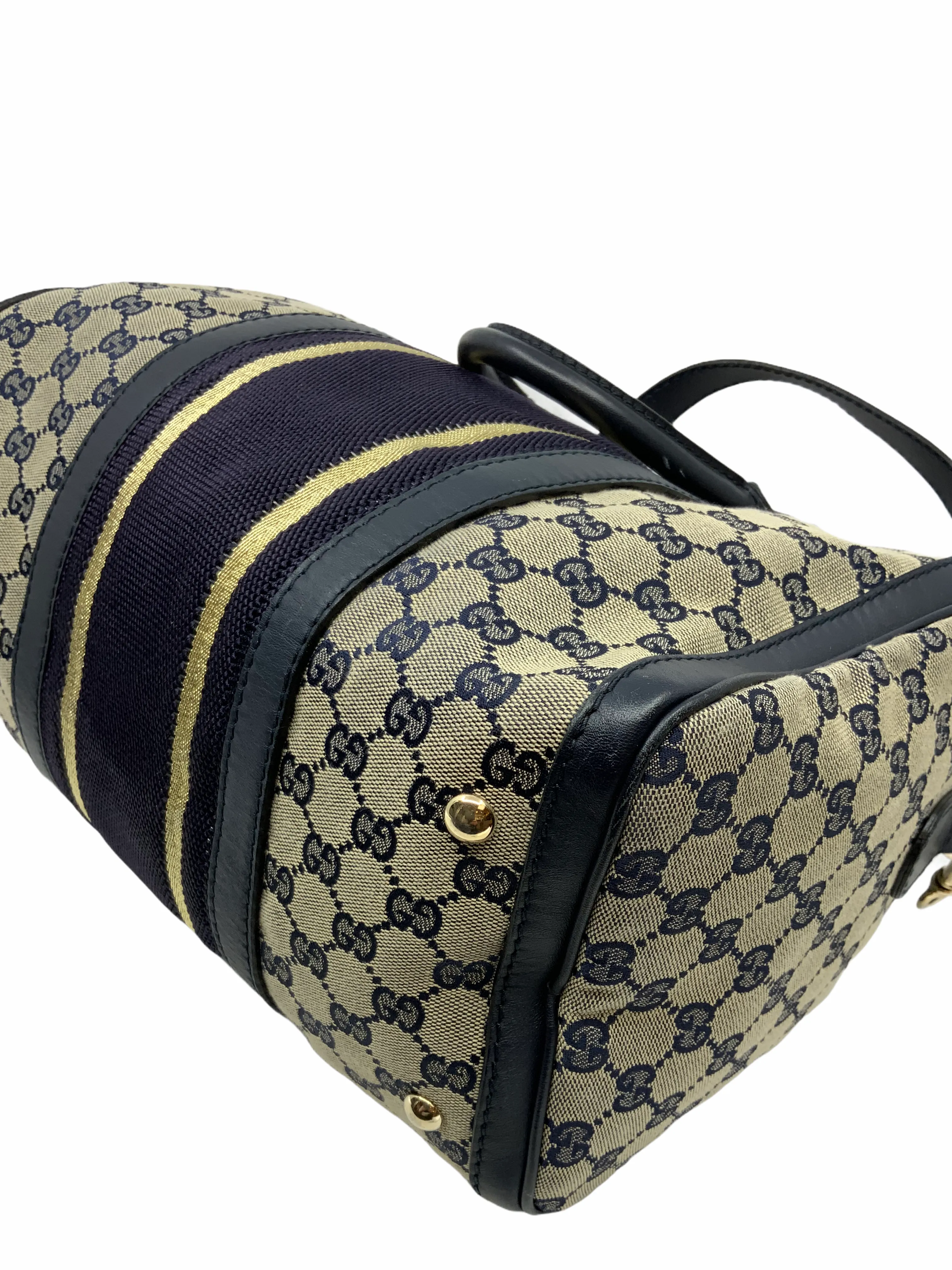 Stylish Gucci Monogram Canvas Boston Bag with Detachable Shoulder Strap