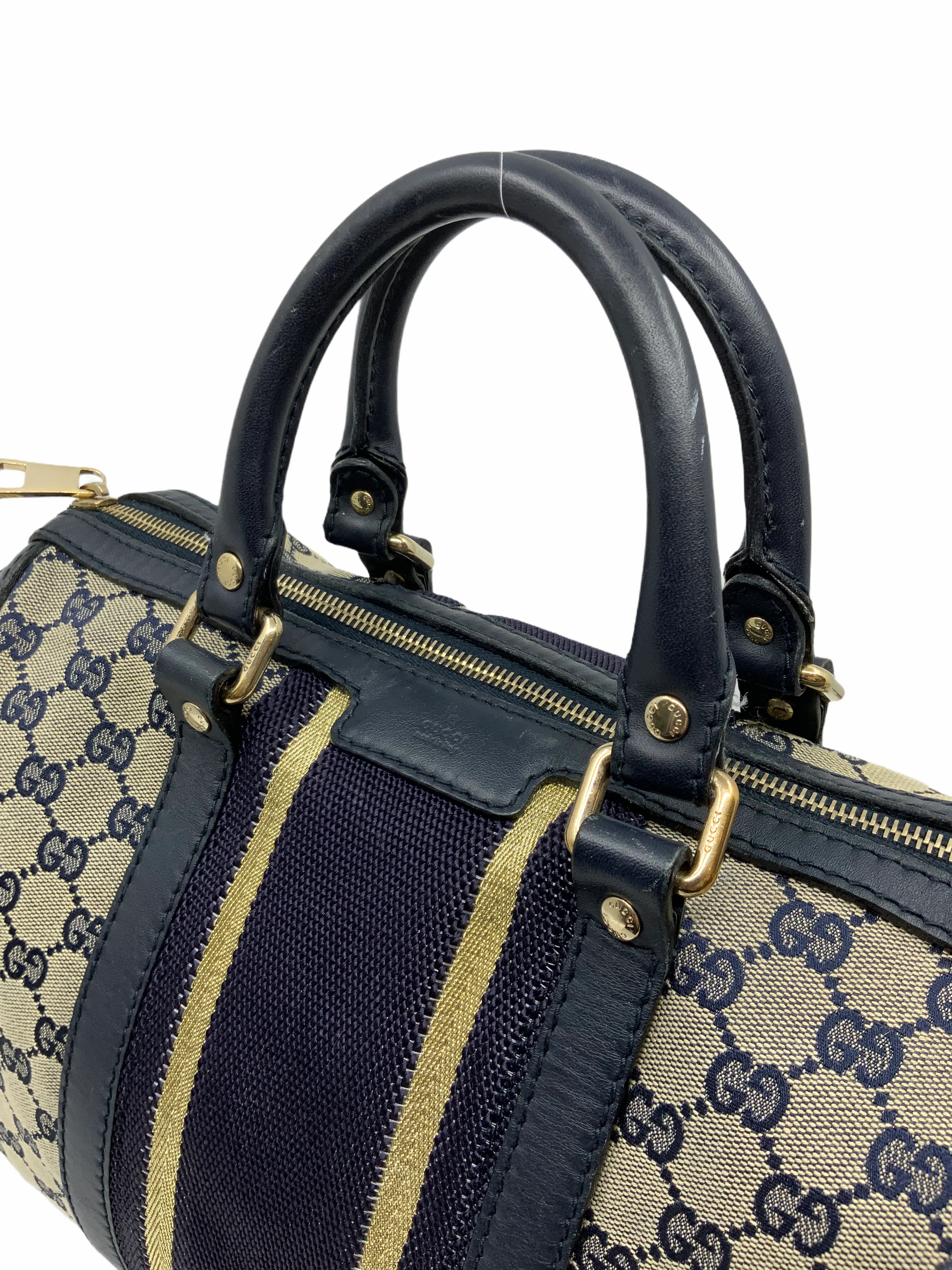 Stylish Gucci Monogram Canvas Boston Bag with Detachable Shoulder Strap