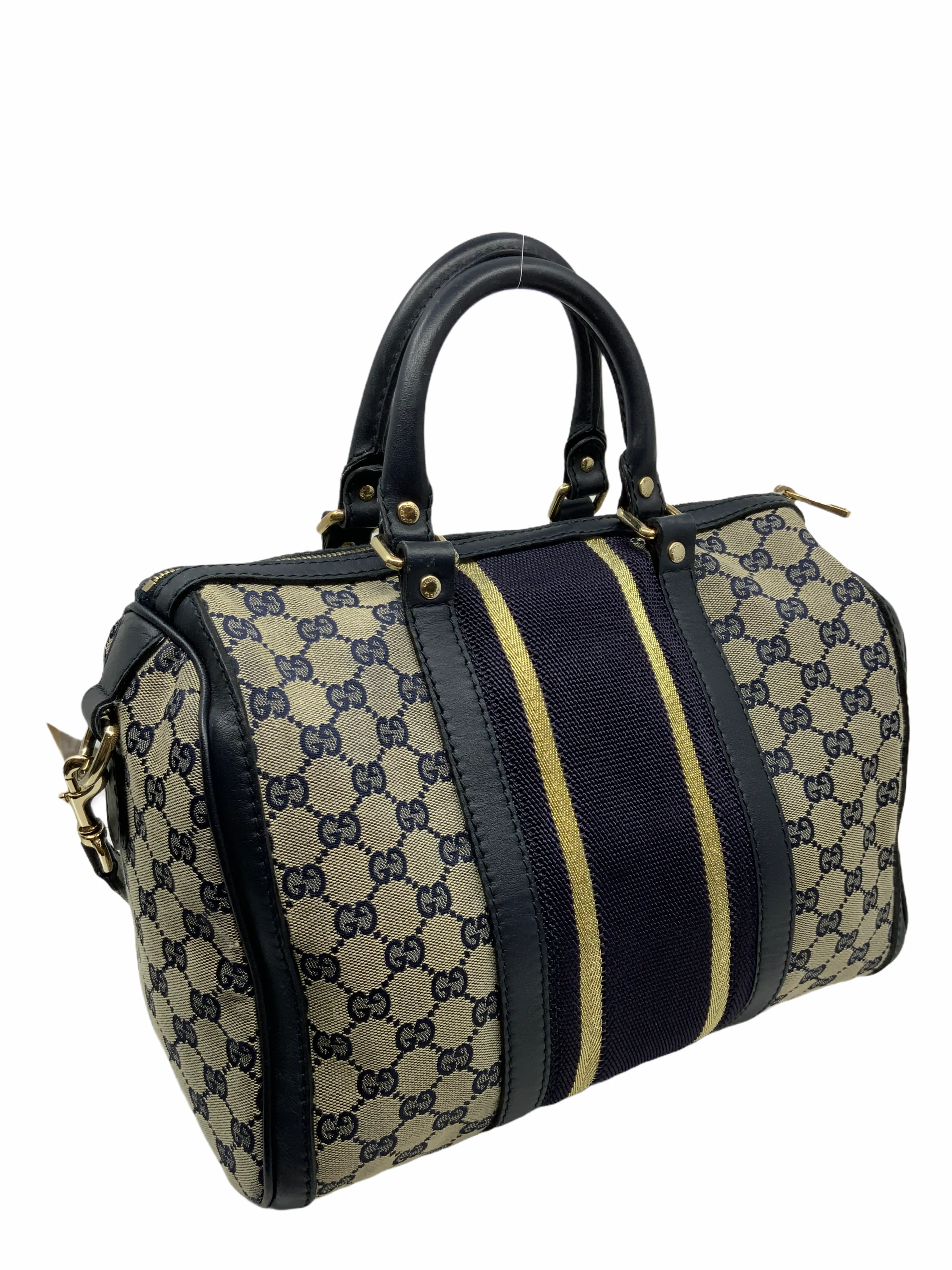 Stylish Gucci Monogram Canvas Boston Bag with Detachable Shoulder Strap