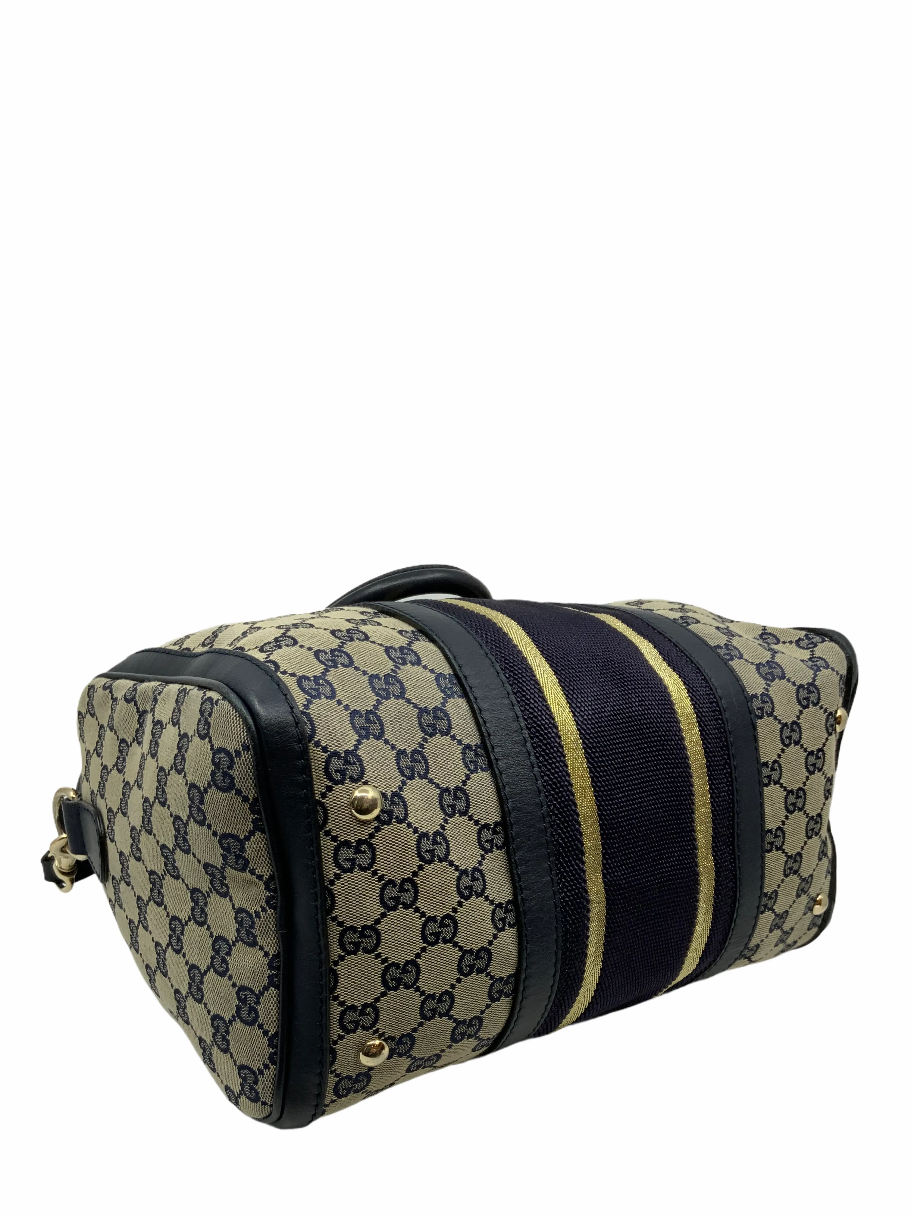 Stylish Gucci Monogram Canvas Boston Bag with Detachable Shoulder Strap