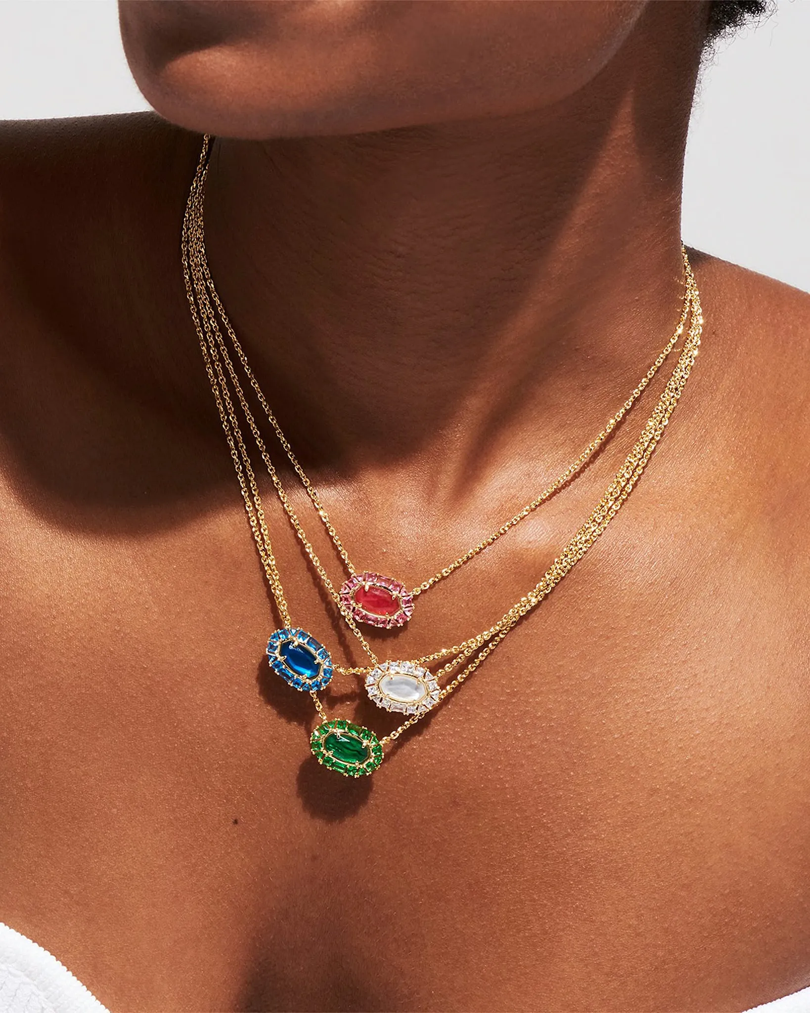 Kendra Scott Elisa Crystal Frame Pendant Necklace in Raspberry Illusion and Gold