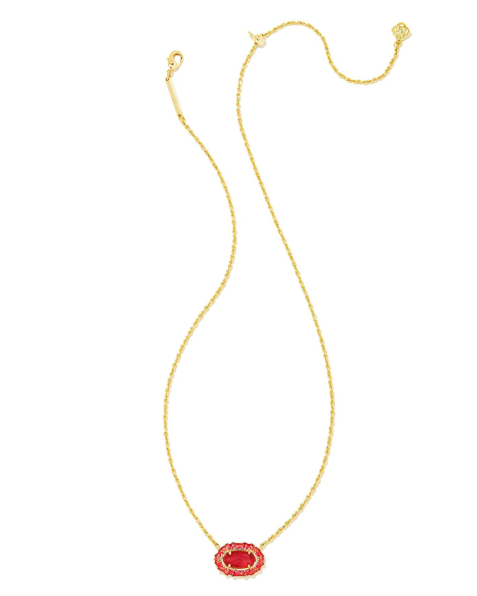 Kendra Scott Elisa Crystal Frame Pendant Necklace in Raspberry Illusion and Gold