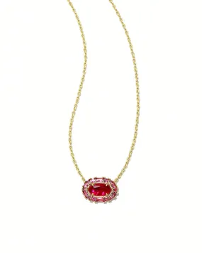 Kendra Scott Elisa Crystal Frame Pendant Necklace in Raspberry Illusion and Gold