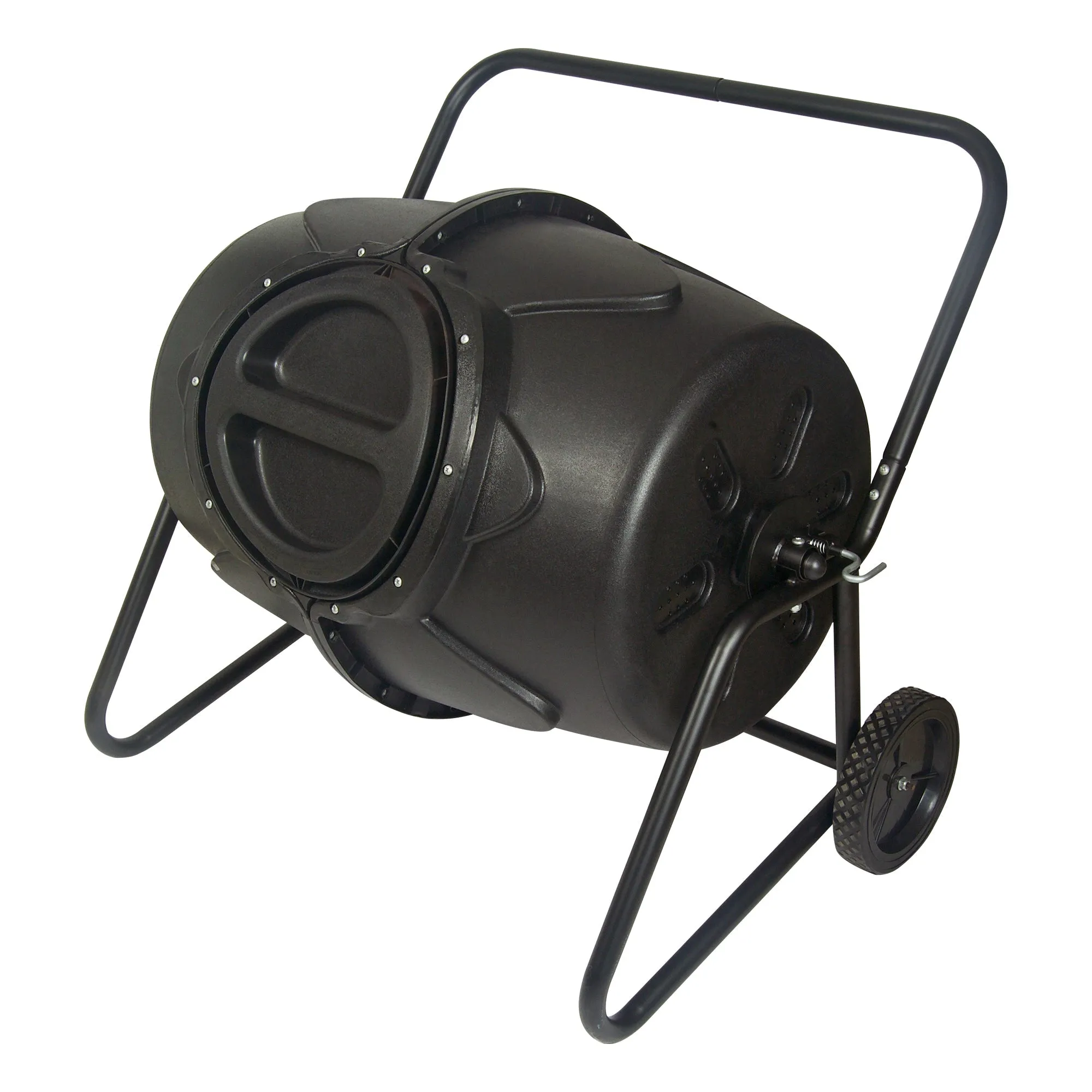 Koolscapes Wheeled Tumbling Composter 50 Gal (169L) Rotating Outdoor Compost Bin with Twist-Lock Lid, Recycled Plastic Tumbler with Steel Frame and Wheels for Backyard and Vegetable Garden