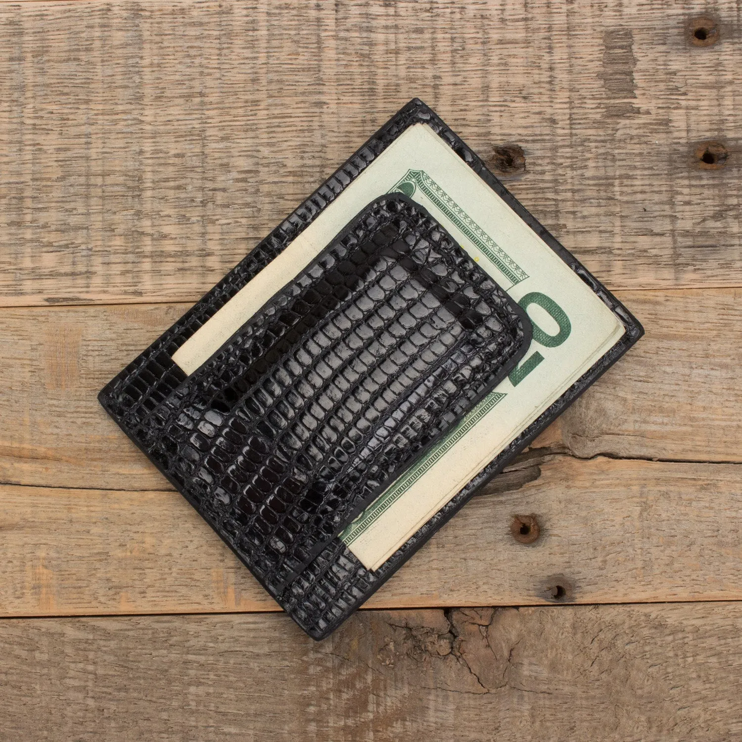 Lizard Black Clip Wallet