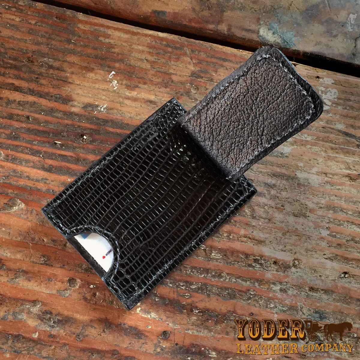 Lizard Black Clip Wallet