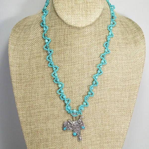 Macaria Charm Beaded Pendant Necklace