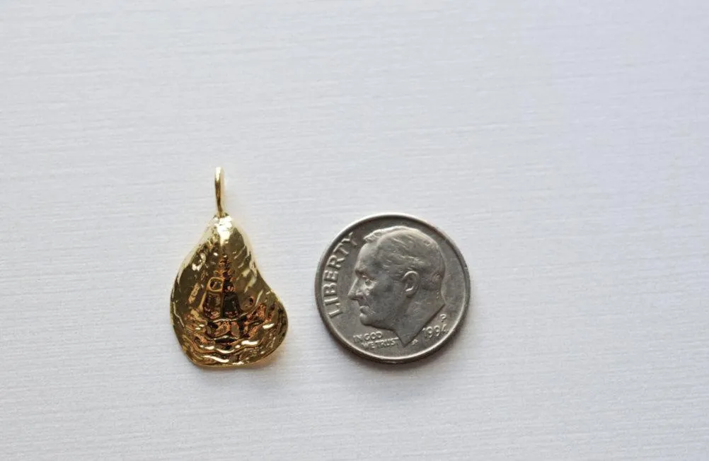 Matte Vermeil Gold Oyster Shell Charm - 18k gold over 925 sterling silver sea shell charm, vermeil sea shell,sea shell charm,sea shell, 129