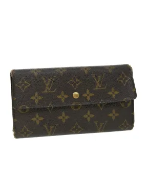 Monogram International Canvas Wallet with Clasp Button